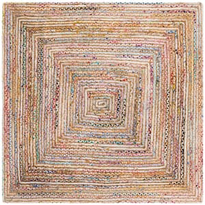 Cape Cod Beige/Multi 5 ft. x 5 ft. Striped Border Square Area Rug