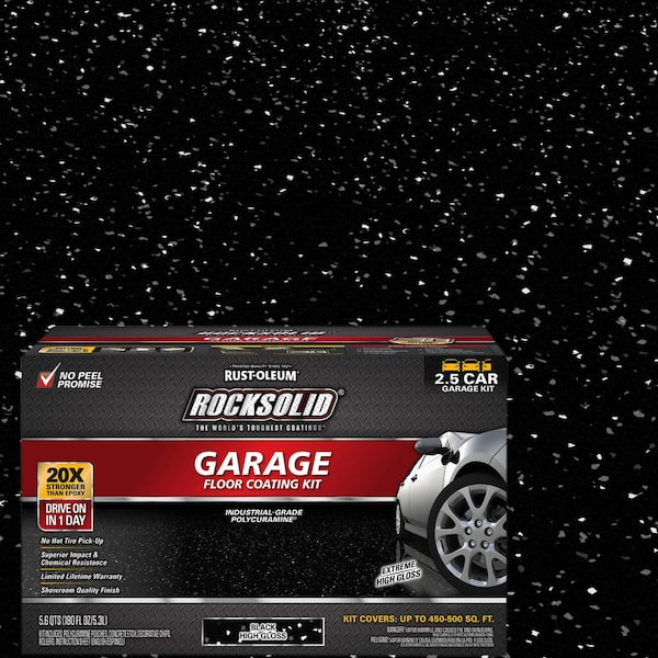 Rust-Oleum RockSolid 180 oz. Black Polycuramine 2.5-Car Garage Floor Kit