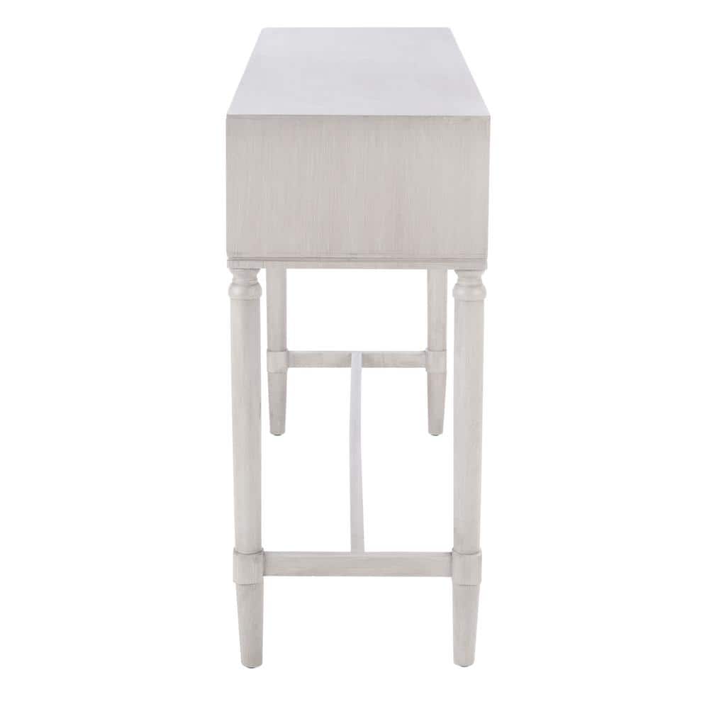 Aliyah Greige Wood and Metal 4-Drawer Console Table with Storage