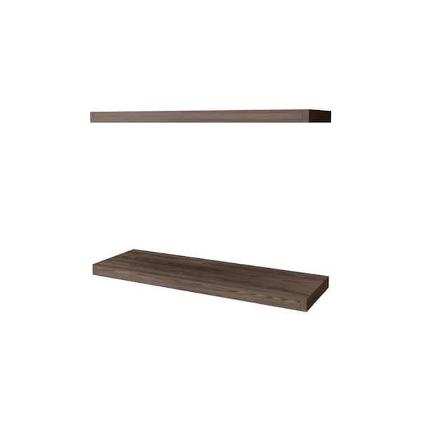Unbranded Pine Brown Rectangle Particle Board 31.5 in. Decorative Stand Floating Shelf, Recessed Into The Wall