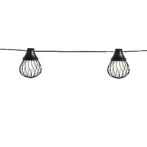 10-Light 12 ft. Matte Black Outdoor Plug-In LED Lantern String-Light