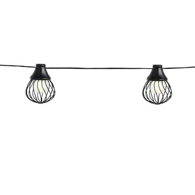 10-Light 12 ft. Matte Black Outdoor Plug-In LED Lantern String-Light