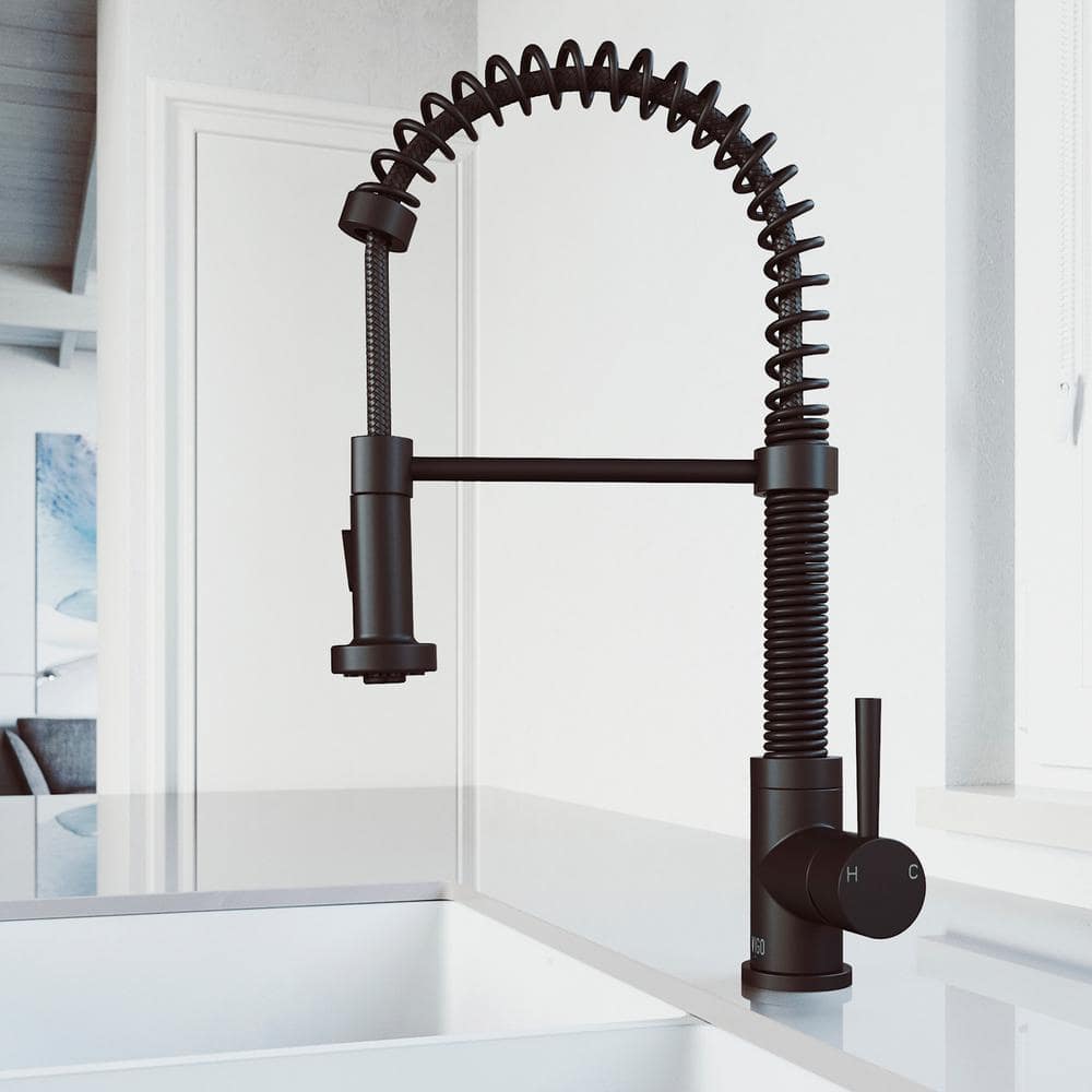 VIGO Edison Single Handle Pull-Down Sprayer Kitchen Faucet in Matte Black VG02001MB