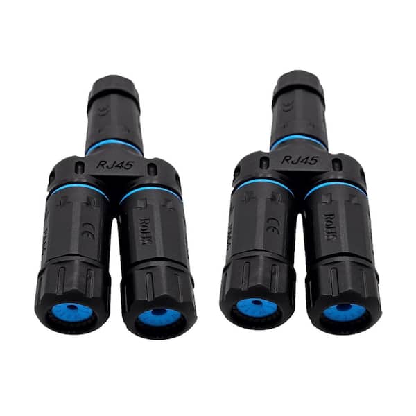 Shielded IP68 Waterproof RJ45 Coupler Splitter for Cat8/7/6/5e/5 Ethernet Cables 2-Pack