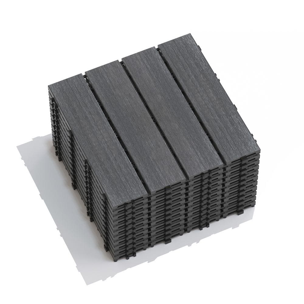 Dark Gray DIY 1 ft. x 1 ft. All-Weather Outdoor Wood-Plastic Interlocking P