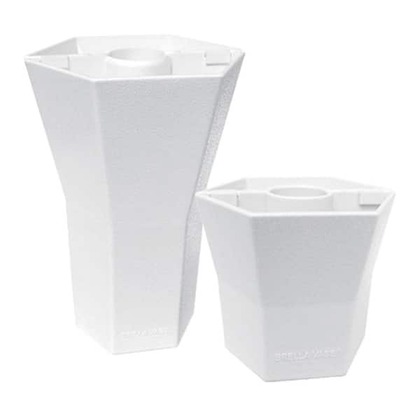Brella Vase Patio Umbrella Vases in Opaque Cottage White (Duet Pack 5 in. and 10 in.)-DISCONTINUED