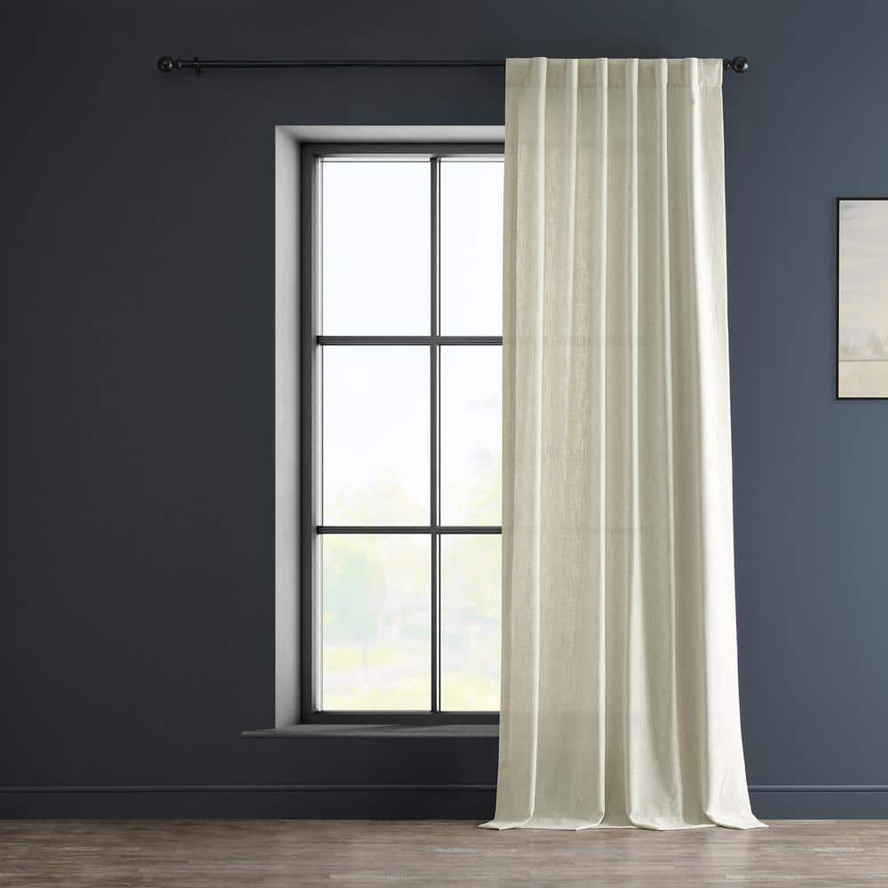 Off-White Light-Filtering Linen Blend Drape Panel
