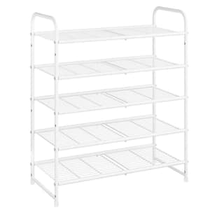 Costway 7-Tier 43.5 in. H 14-Pair White Double Rows Shoe Rack Vertical  Wooden Shoe Storage Organizer Rustic Patented JZ10125WH - The Home Depot