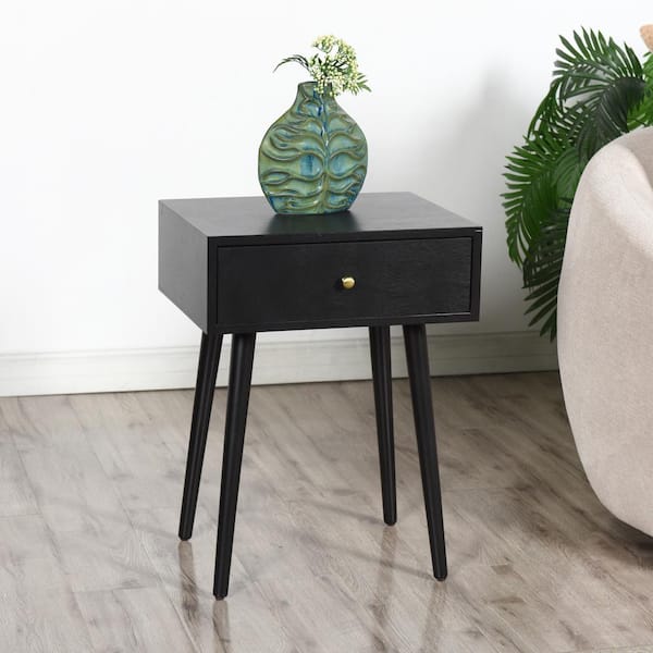 StyleCraft Arthur 17.75 in. Black Rectangle Wood End Table