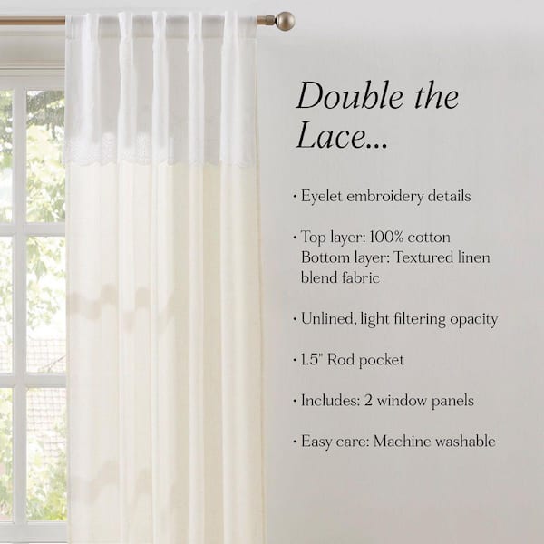 Lush Decor Calia Textured Stripe White Polyester 52 in. W x 84 in