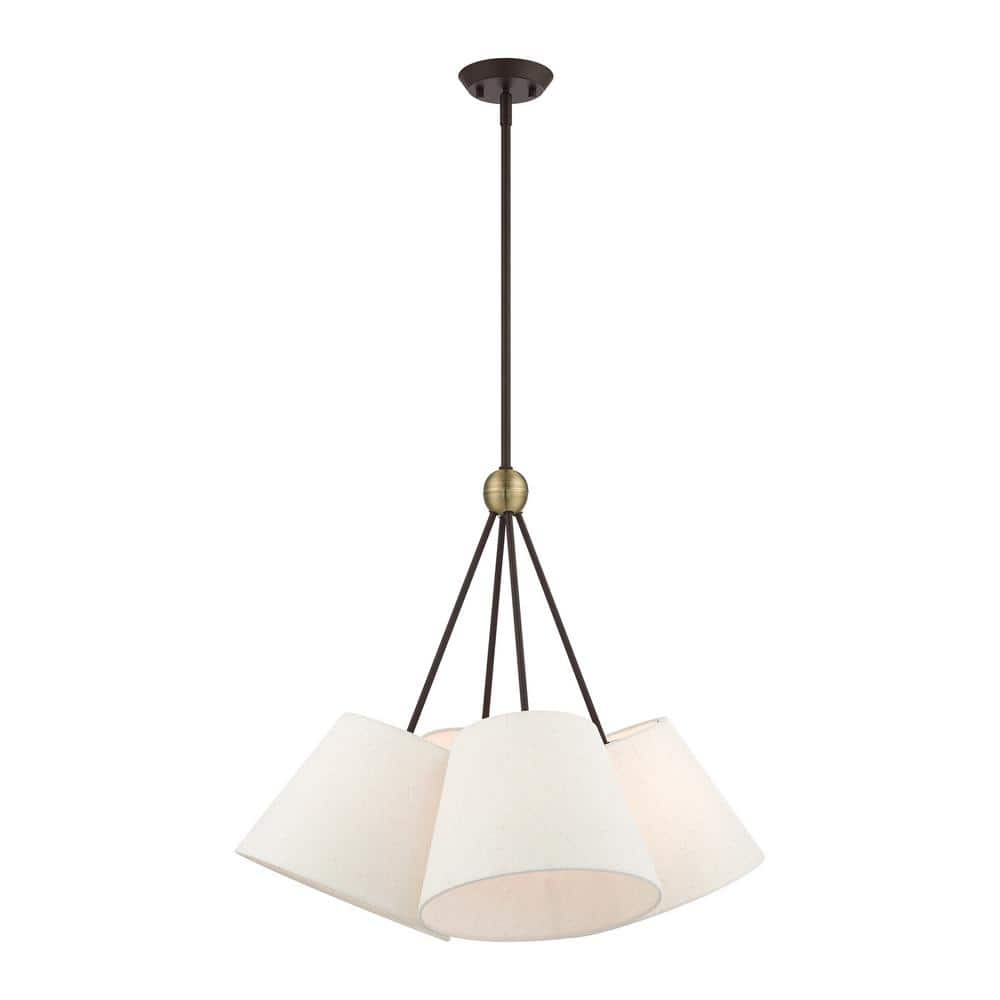 Oakcrest 4-Light Bronze Chandelier Oatmeal Fabric Shade price history on PriceWatchPro