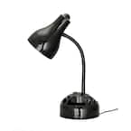 19 in. Black Organizer Desk Lamp with Metal Lamp Shade and Rotary Switch