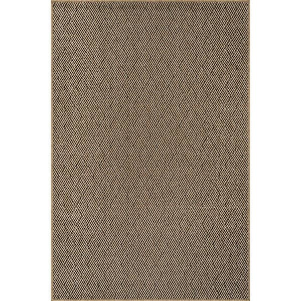 Natural 10 ft. x 14 ft. Solid Washable Modern Indoor Outdoor Area Rug