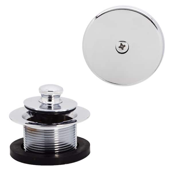 Westbrass 1-1/2 in. NPSM Coarse Thread Twist and Close Tub Trim Set with 1-Hole Overflow Faceplate, Polished Chrome