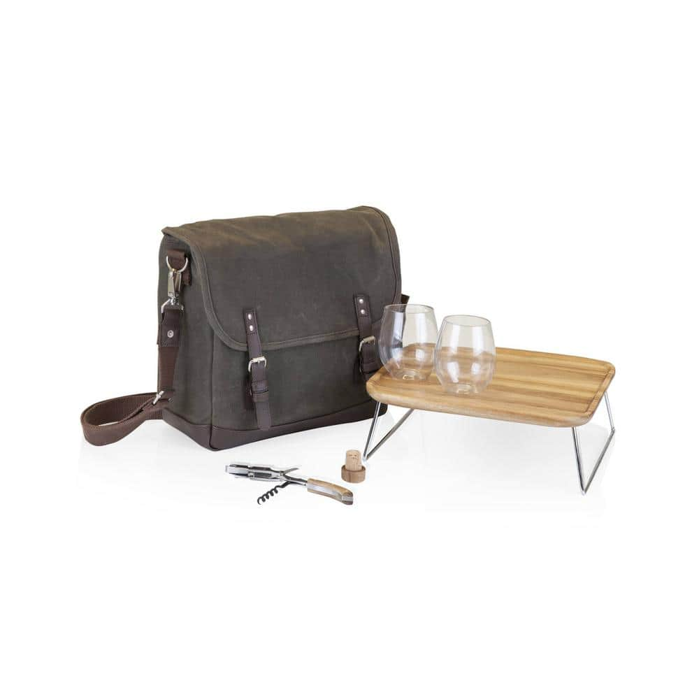 ONIVA Adventure Khaki Green with Brown Wine Tote