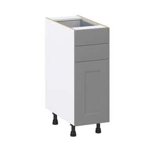 Bristol 12 in. W x 24 in. D x 34.5 in. H Painted Slate Gray Shaker Assembled Base Kitchen Cabinet with 2-Drawers