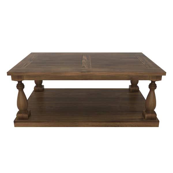 Unbranded 45 in. Brown Rectangle Wood Coffee Table with Storage