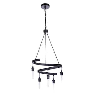 Tranquil 5-Light Flat Black Finish Transitional Chandelier for Kitchen/Dining/Foyer, No Bulbs Included