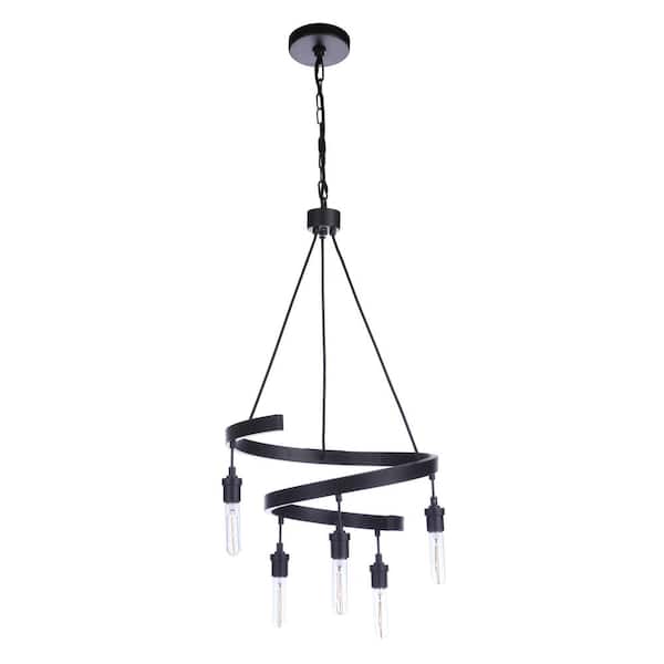 CRAFTMADE Tranquil 5-Light Flat Black Finish Transitional Chandelier for Kitchen/Dining/Foyer, No Bulbs Included