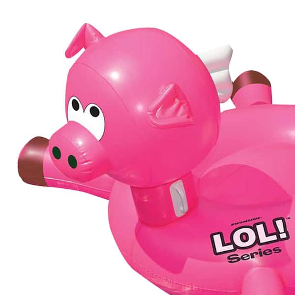 Swimline LOL Series Giant Inflatable Ride-On Flying Pig Swimming Pool Float 