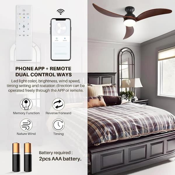 Serenity 52 in. Indoor Matte Black Ceiling Fan with Lights, Remote Control and Reversible Motor for Living Room