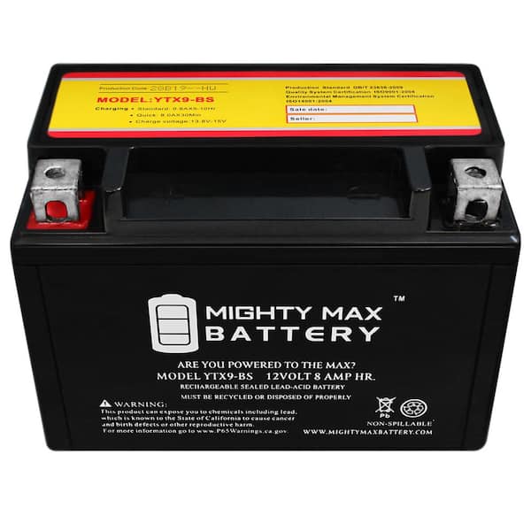 MIGHTY MAX BATTERY YTX9-BS Replacement for ATV Quad Motorcycle Scooter AGM  Battery MAX3421304 - The Home Depot