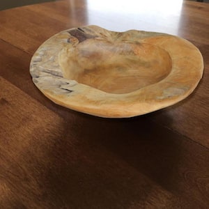 15.8 in. Brown Wooden Serving Bowl