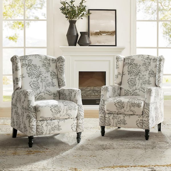 JAYDEN CREATION Celia Indigo Fabric Standard (No Motion) Recliner (Set of 2)