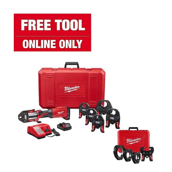 M18 18-Volt Lithium-Ion 1/2 in.-2 in. CTS Copper Press Tool Kit with 2-1/2 in. to 4 in. CTS Pivoting Press Ring Set