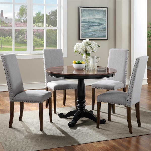 Harper Bright Designs Light Grey, Light Grey Wooden Dining Table And Chairs Set