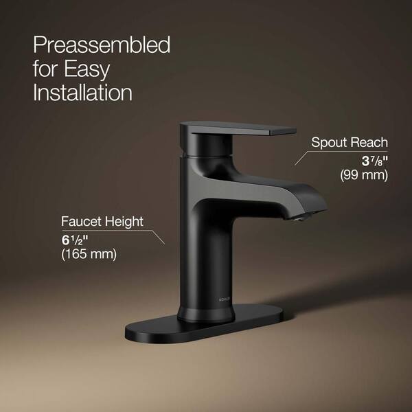 KOHLER Hint Single Hole 1.2 GPM Single-Handle Bathroom Sink Faucet in Matte Black