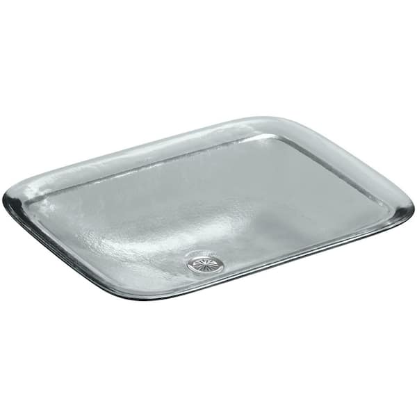 Inia Rectangular Ice Drop-In Glass Bathroom Vessel Sink