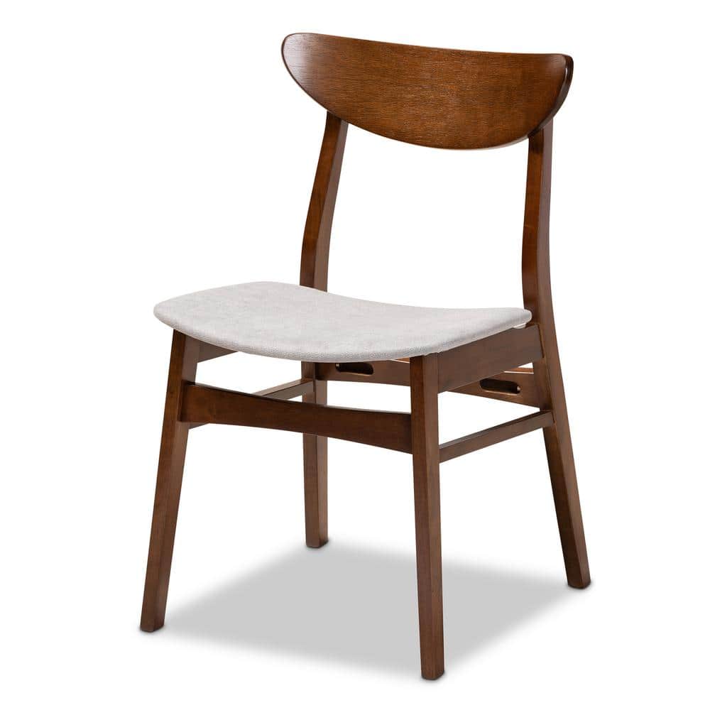 Philip Mid-Century Modern Walnut Brown and Light Grey 5-Piece Dining Set