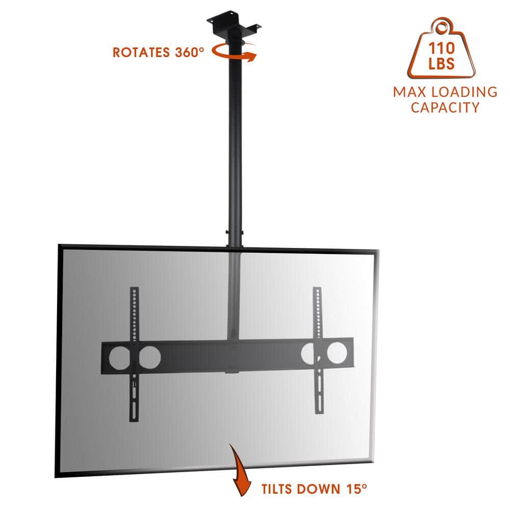 Black Adjustable Steel Ceiling Mount for 37"-70" Flat-Screen TV