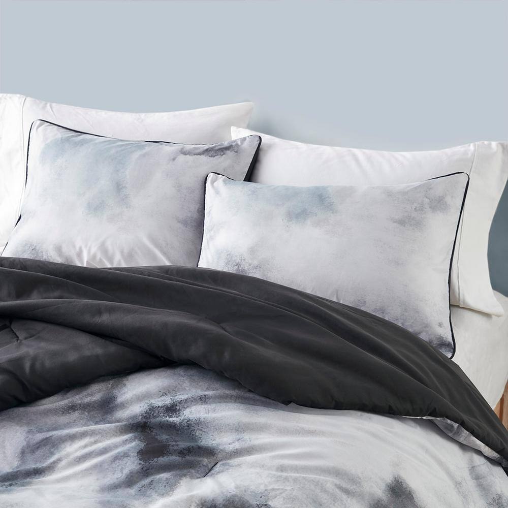 Charcoal Twin Microfiber Tie Dye Comforter Set with Pillow