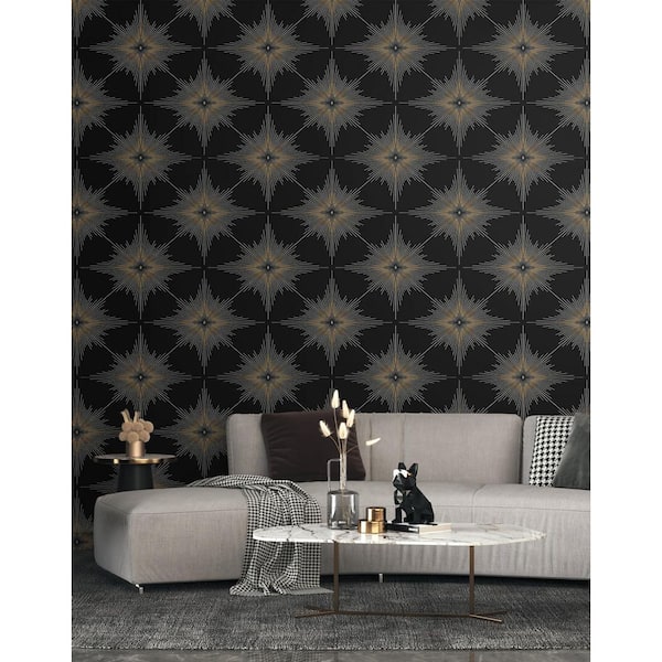 Ebony North Star Unpasted Nonwoven Paper Wallpaper Roll 57.5 sq. ft.