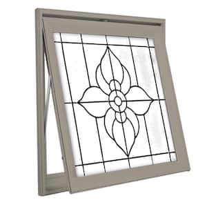 27.25 in. x 27.25 in. Decorative Glass Spring Flower Nickel Caming Driftwood Awning Vinyl Window
