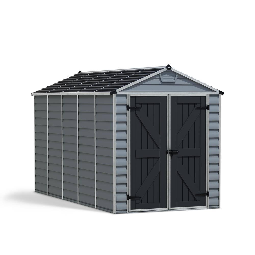 SkyLight 6 ft. W x 12 ft. D Resin Plastic Outdoor Garden Storage Shed with Floor (75.3 sq. ft.) in Dark Gray Deco price history on PriceWatchPro
