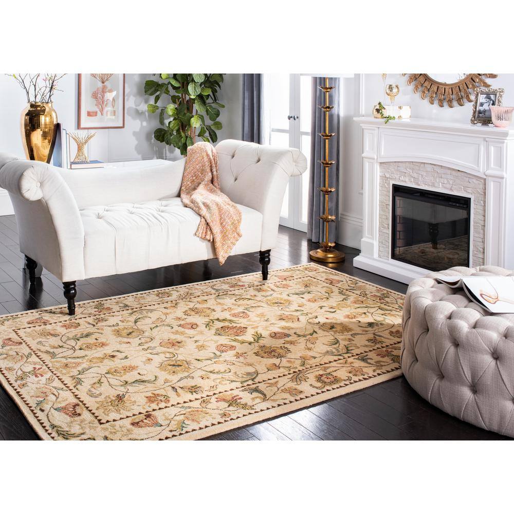 Ivory Rectangular Hand-Tufted Wool Area Rug