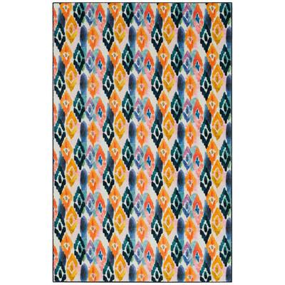 Watercolor Ikat Dark Orange 8 ft. x 10 ft. Striped Area Rug