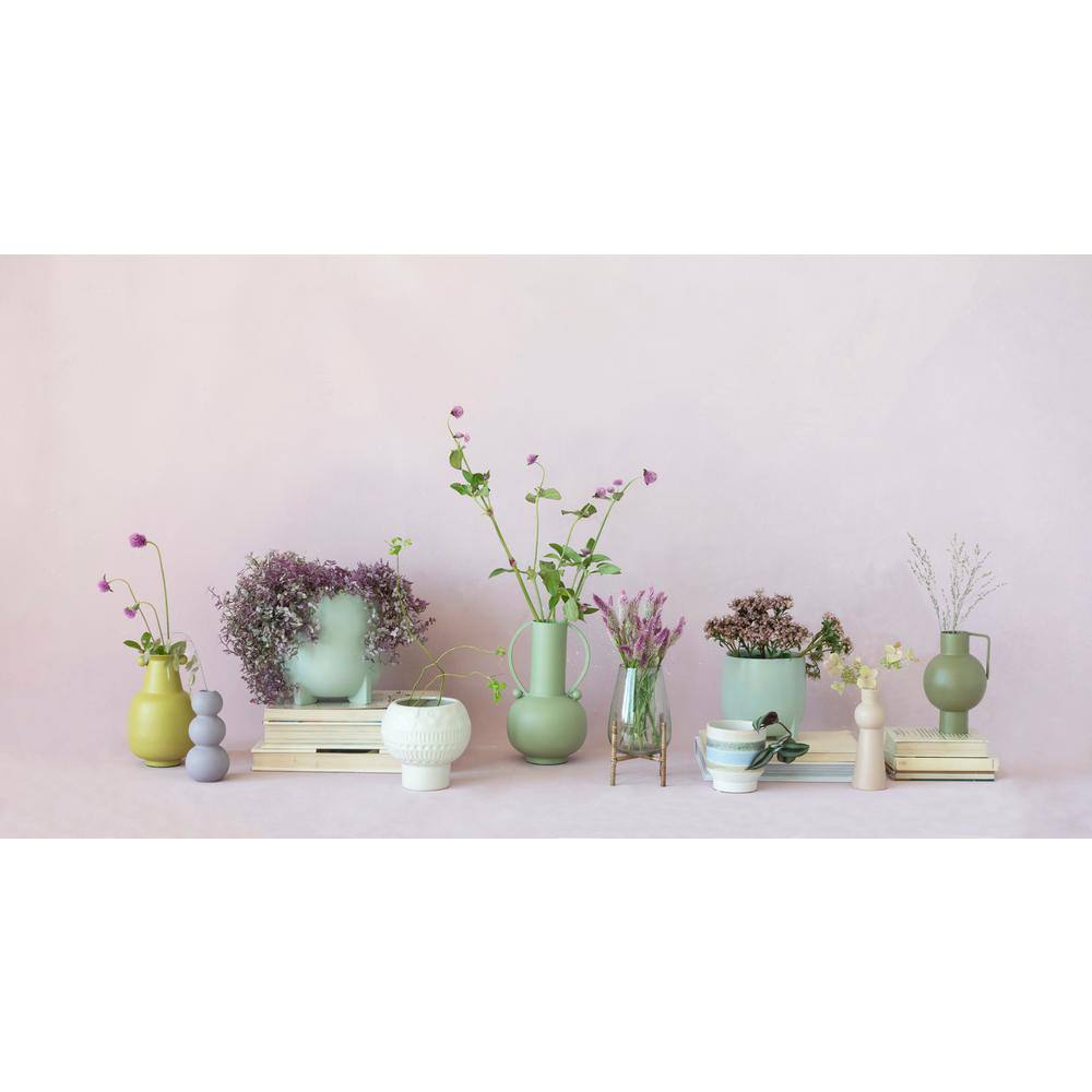 Sophisticated Textured Metal Table Vase with Handle