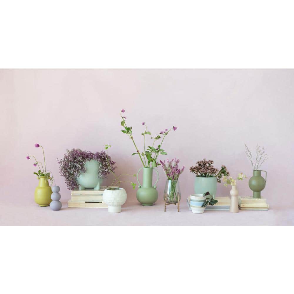 Sophisticated Textured Metal Table Vase with Handle