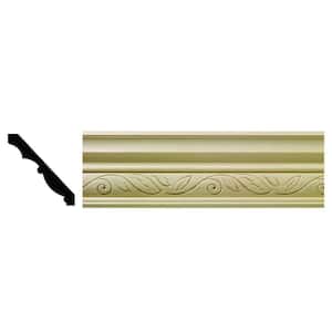 1612 1/2 in. x 3-3/4 in. x 6 in. Hardwood White Unfinished Clean Scroll Crown Moulding Sample