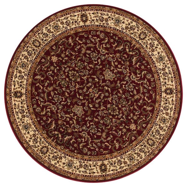 Concord Global Trading Persian Classics Kashan Red 8 ft. Round Area Rug