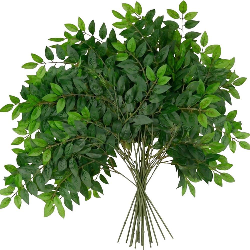 10 Pack Green Artificial Leaf Stems Silk Italian Ruscus Vine Spray for Wedding Bouquet Centerpiece Home Decor price history on PriceWatchPro
