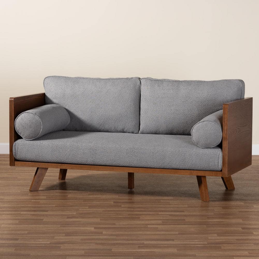 Uriel 72" Grey Boucle Fabric Lawson Sofa with Wood Frame