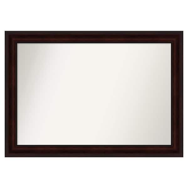 Amanti Art Coffee Bean Brown 41.25 in. x 29.25 in. Custom Non-Beveled Satin Recycled Polystyrene Framed Vanity Wall Mirror