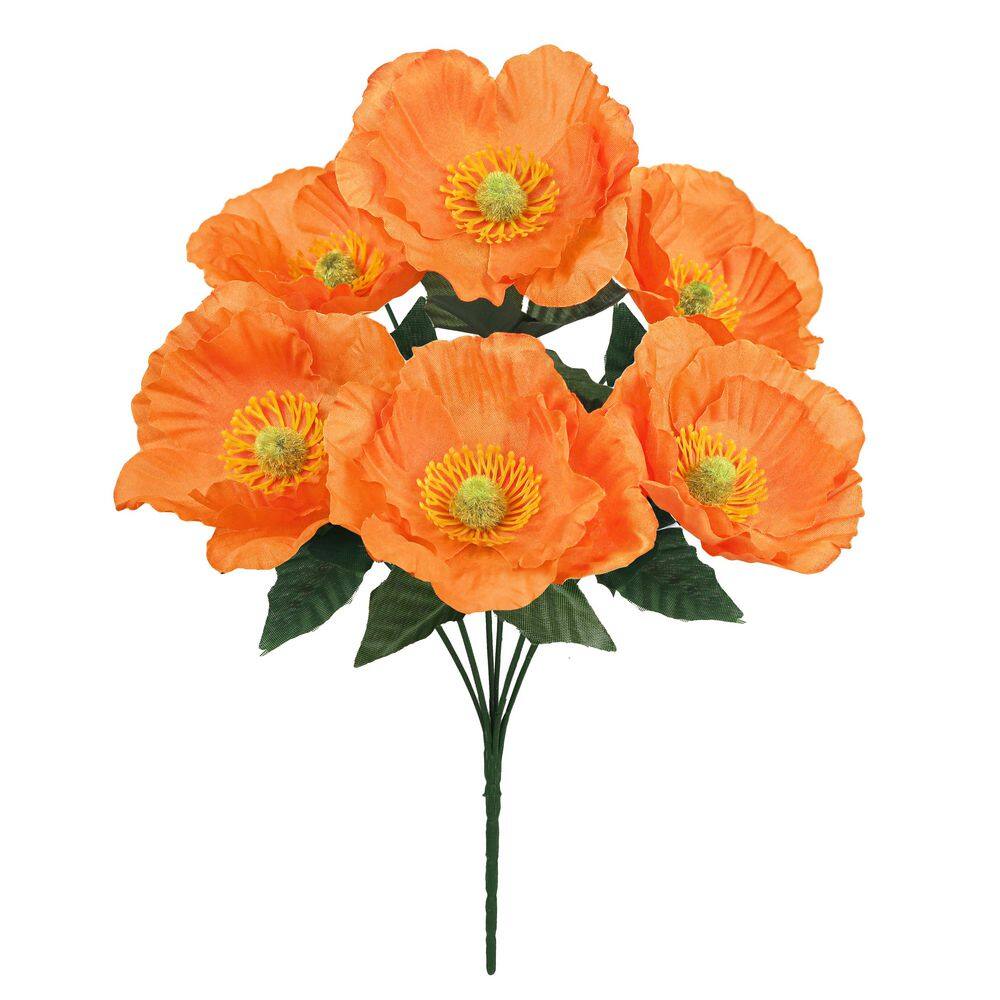 Orange Artificial Pollen Flower Set Of 4 Bunch main image 1