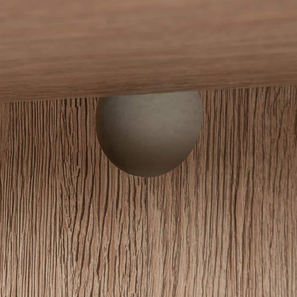 Brushed Oak China Cabinet with Safety-Tempered Glass Doors