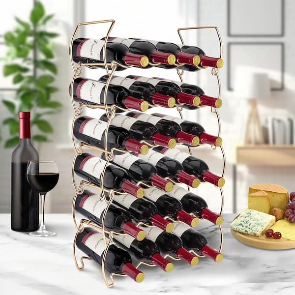 Sorbus 6-Tier Stackable Wine Rack - Classic Style Metal Wine Racks - Hold 24-Bottles Copper